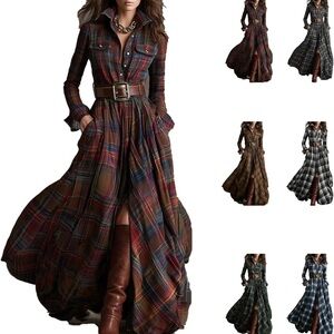 Plaid Long Sleeve Dress